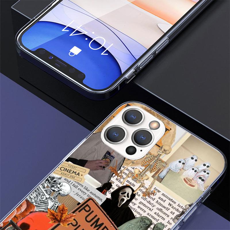 October Fall Halloween Spooky Pumpkin Phone Case For iPhone 17 Air 16 Pro Max 16E 15 + 14 Plus 11 12 13 Mini 7 8 SE Gift Print C