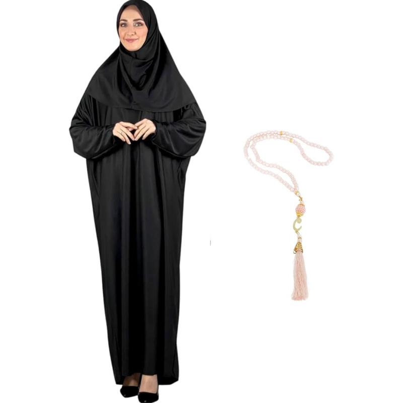 Women Prayer Clothes With Hijab Muslim Outfits Long Robe Abaya Turkish Islamic Dresses Dubai Kaftan With Rosary