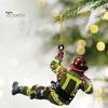 Christmas Firefighter Ornaments Acrylic Fireman Decorations Firefighting Keepsake Hanging Pendant for Tree Wall Car Decor