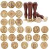 Letter A- Z Fancy Monogram Seal Seal Head Wooden Handle Wholesale Carved Brass Head and Handle Set