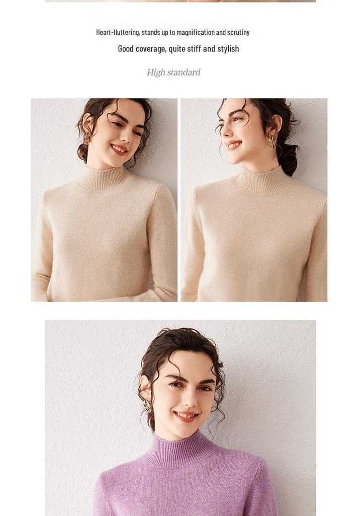 Women's Cashmere Knit Long Sleeve Base Layer Top - Warm, Loose, and Versatile for Autumn/Winter
