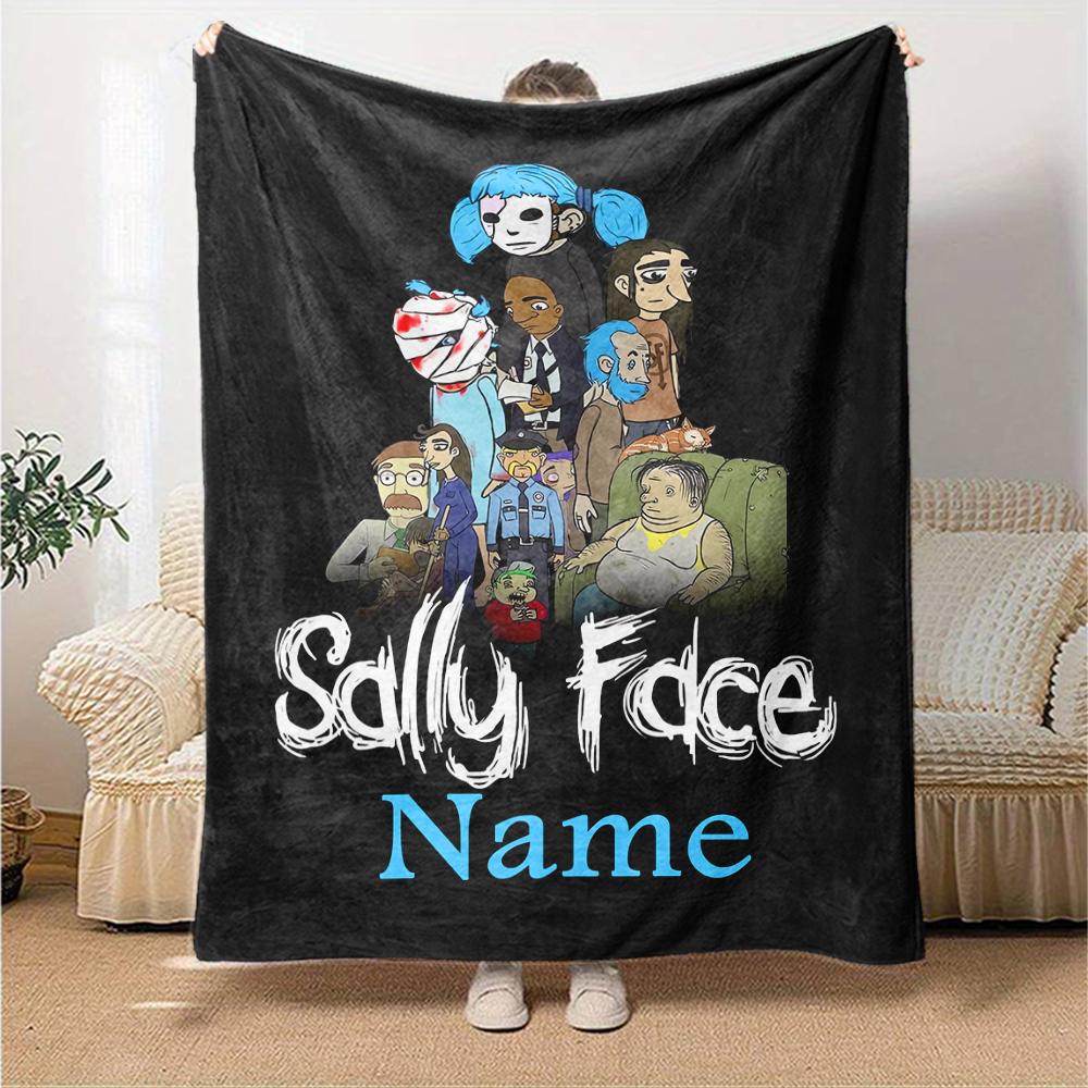 Custom Name Sally Face Theme Printed Blanket - Perfect for Couch, Bed, Travel & Outdoor Use | Machine Washable, Cozy & Durable.