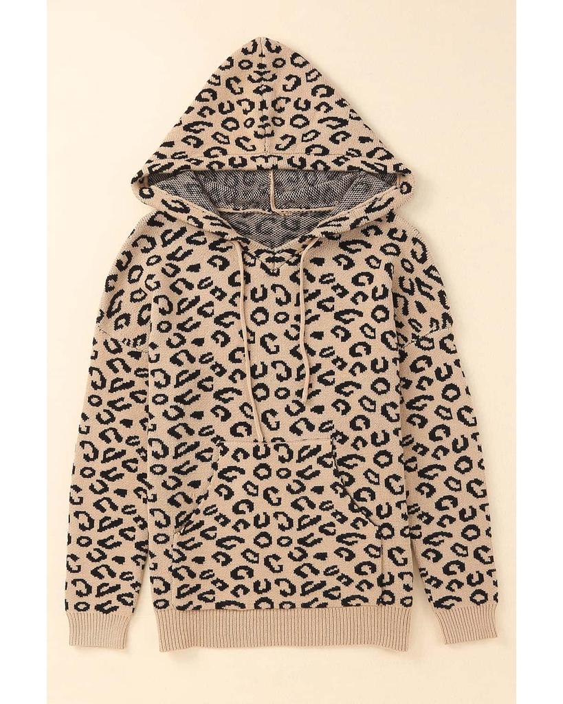 Azura Exchange Леопардовый вязаный худи со шнурком
