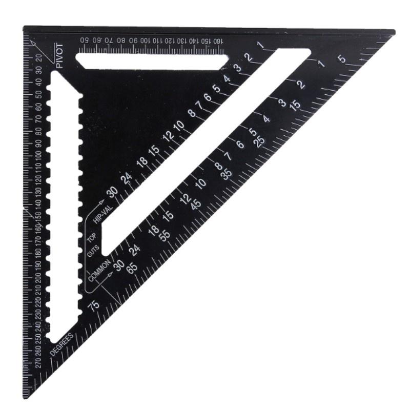 12 Inch Metric Aluminum Alloy Triangle, Protractor with Ruler and Angle, Woodworking Measuring Tool