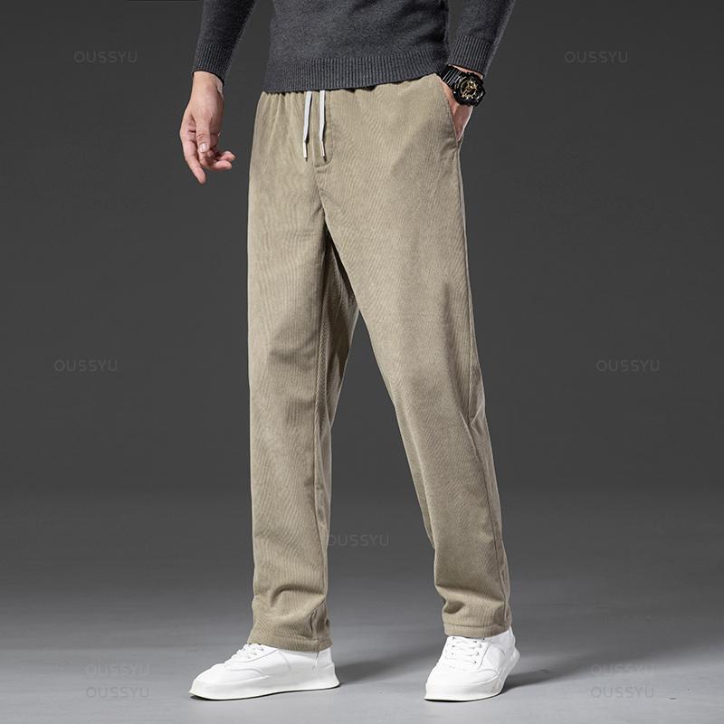 Четыре сезона вельветовые брюки мужские с завязками на резинке на талии деловые свободные прямые корейские повседневные брюки мужские большие размеры M-5XL