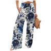Женские летние свободные брюки из хлопка и льна с эластичным поясом и цветочным принтом