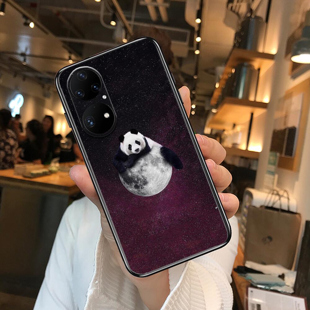 Супер милый чехол для телефона с пандой для Huawei p50 P40 p30 P20 10 9 8 Lite E Pro Plus, черный чехол Etui с рисунком Hoesjes comic fas