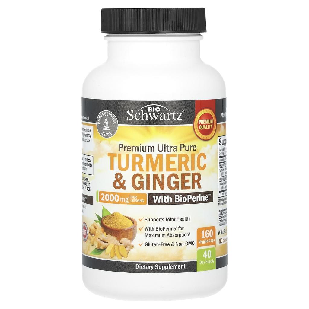 Turmeric & Ginger with Bioperine, 2,000Mg, 160 Veggie Caps (500Mg)