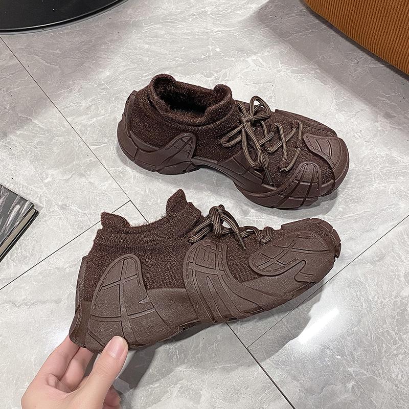 Модная женская спортивная обувь, дышащая обувь для пап, осенние новые стильные вязаные носки Fly, универсальные женские кроссовки на толстой подошве