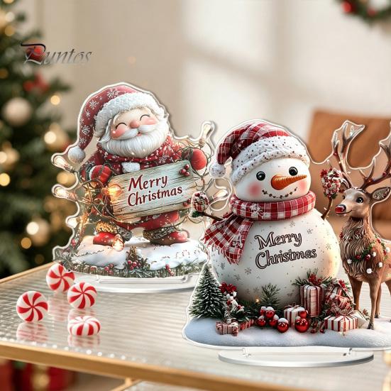 Рождественские centerpiece, Зимние украшения, Двусторонний акриловый снеговик/Дед Мороз/Олень/Домик, Настольные украшения для Рождества и камина, Для праздника