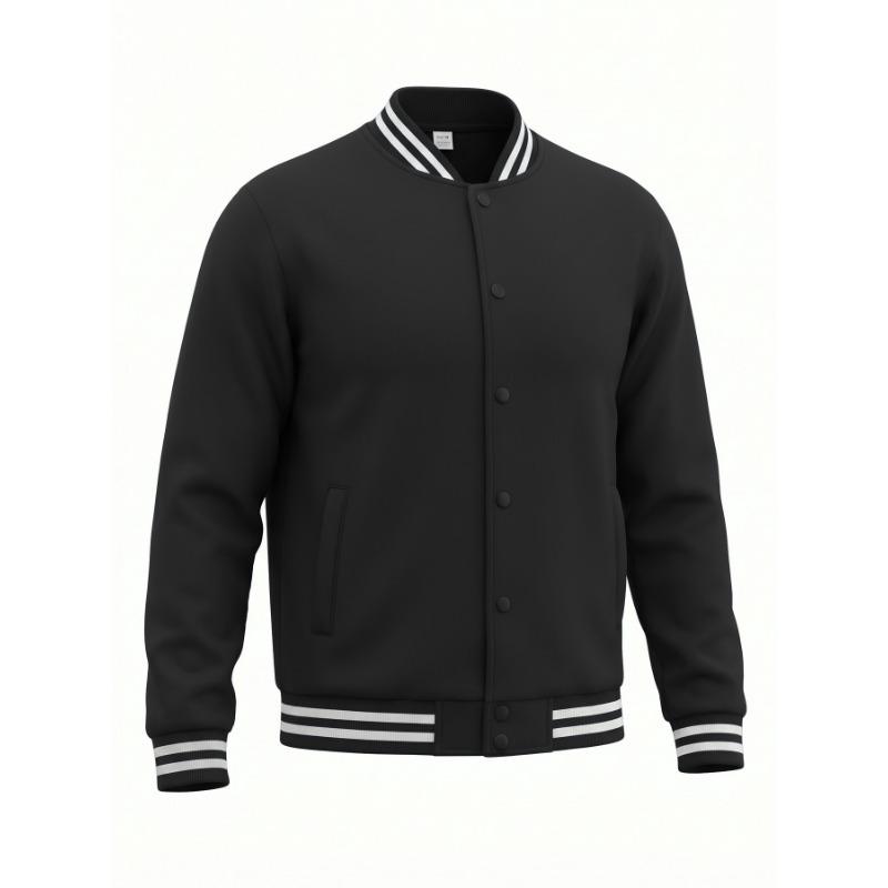 Men S Casual Stand Collar Long Sleeve Loose Baseball Jacket