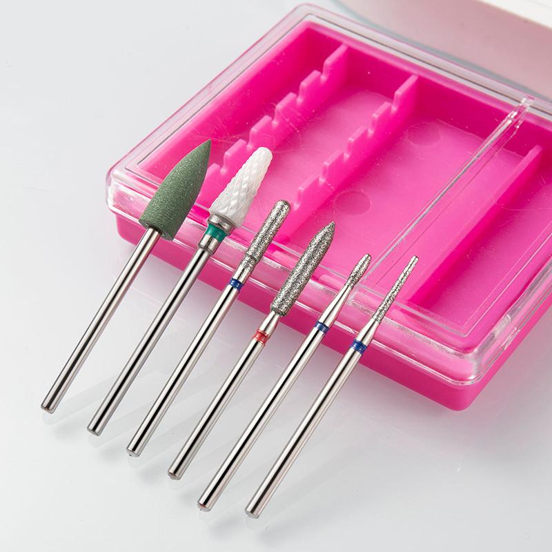 6Pcs/Box Quartz Diamond Sand Nail Files Drill Cuticle Polishing Bit Nail Grinding Head Electric Manicure Set Nail Art Tools