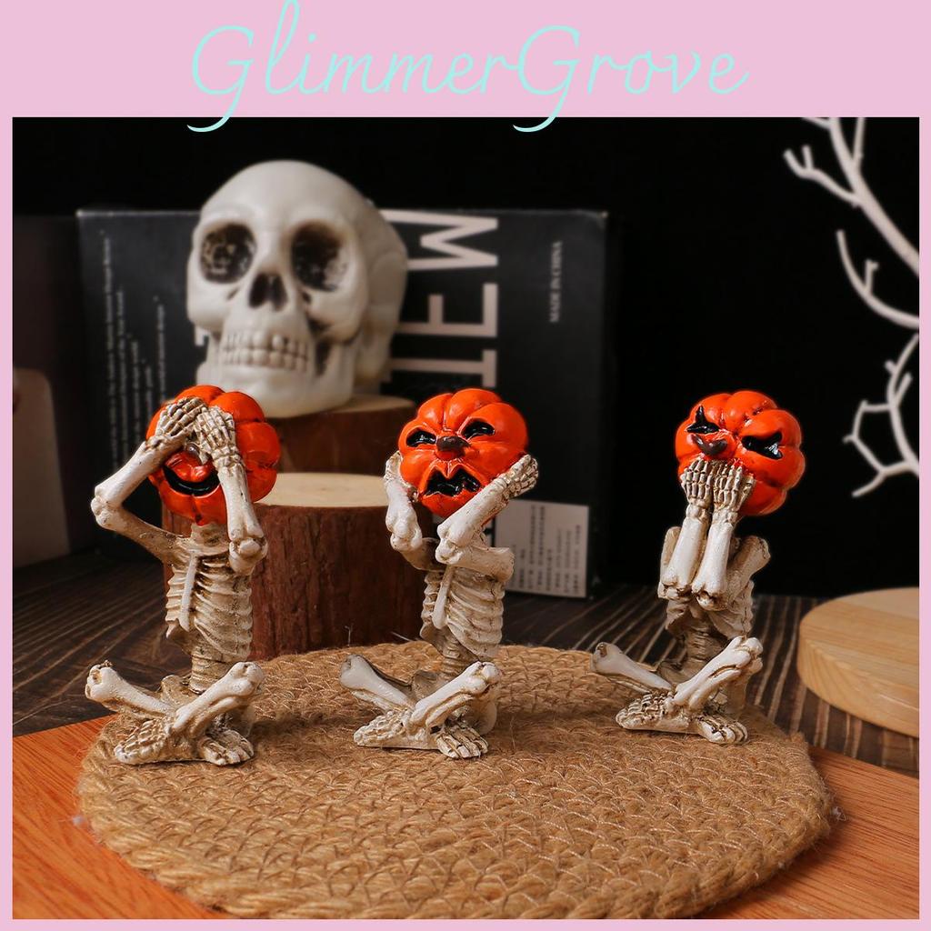 Horror Pumpkin Skull Figure For Festive Halloween And Holiday Scene Decoration