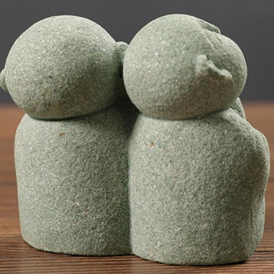 Украшение маленького Будды, зеленый песчаник, универсальная статуя монаха, украшение Будды для стола, домашний декор