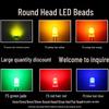 5mm Round LED Lamp Bead: Dual Leads with Flange, Red Emitting, Options in Yellow, Blue, Orange, and Emerald Green.