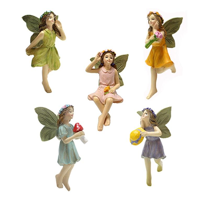 Flower Fairy Pendant Resin Statue Ornament Creative Garden Potted Decor Miniature Figurine for Outdoor Home Decoration Gift