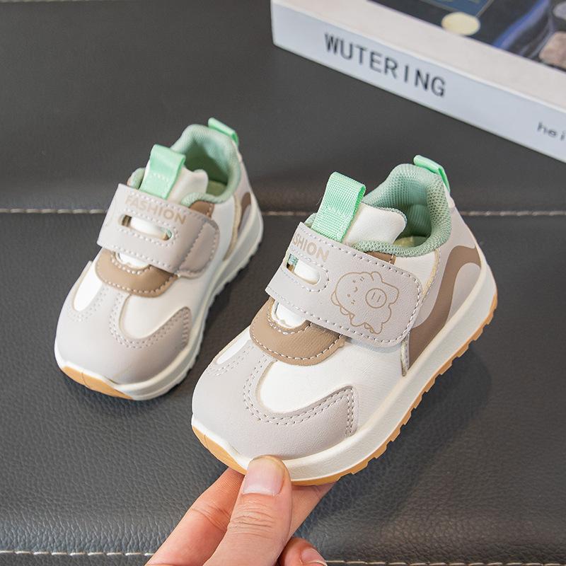 [Soft Sole Toddler Sneakers for Boys and Girls Leather Hook and Loop Non Slip Walking Shoes Casual Sport Shoes]