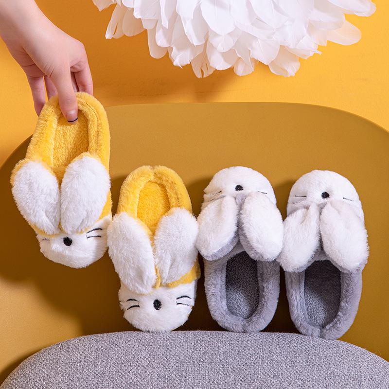 Kids' Cartoon Rabbit Slippers: Cozy Indoor Family Footwear for Autumn & Winter