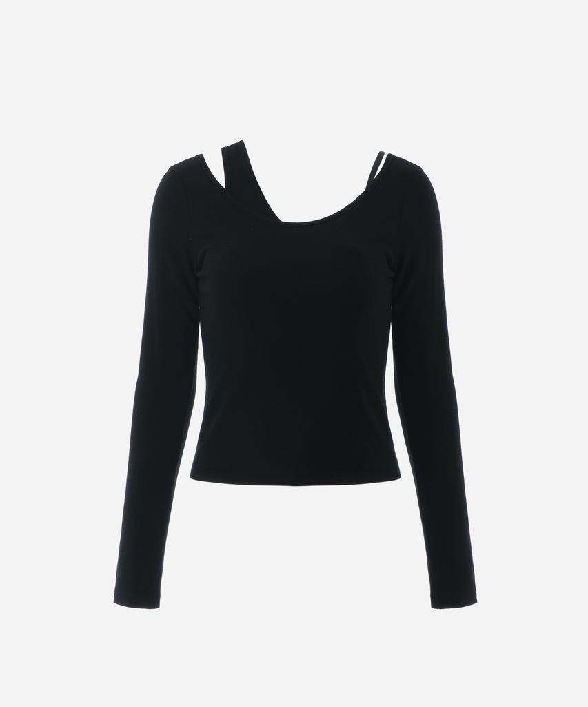 REEMNIK Slim Cut-Out Long Sleeve T-Shirt [Black]