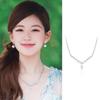 Zhao Lusi Style Teardrop Zircon V-Shaped Clavicle Necklace - Elegant High-End Design with Full Diamond Accents