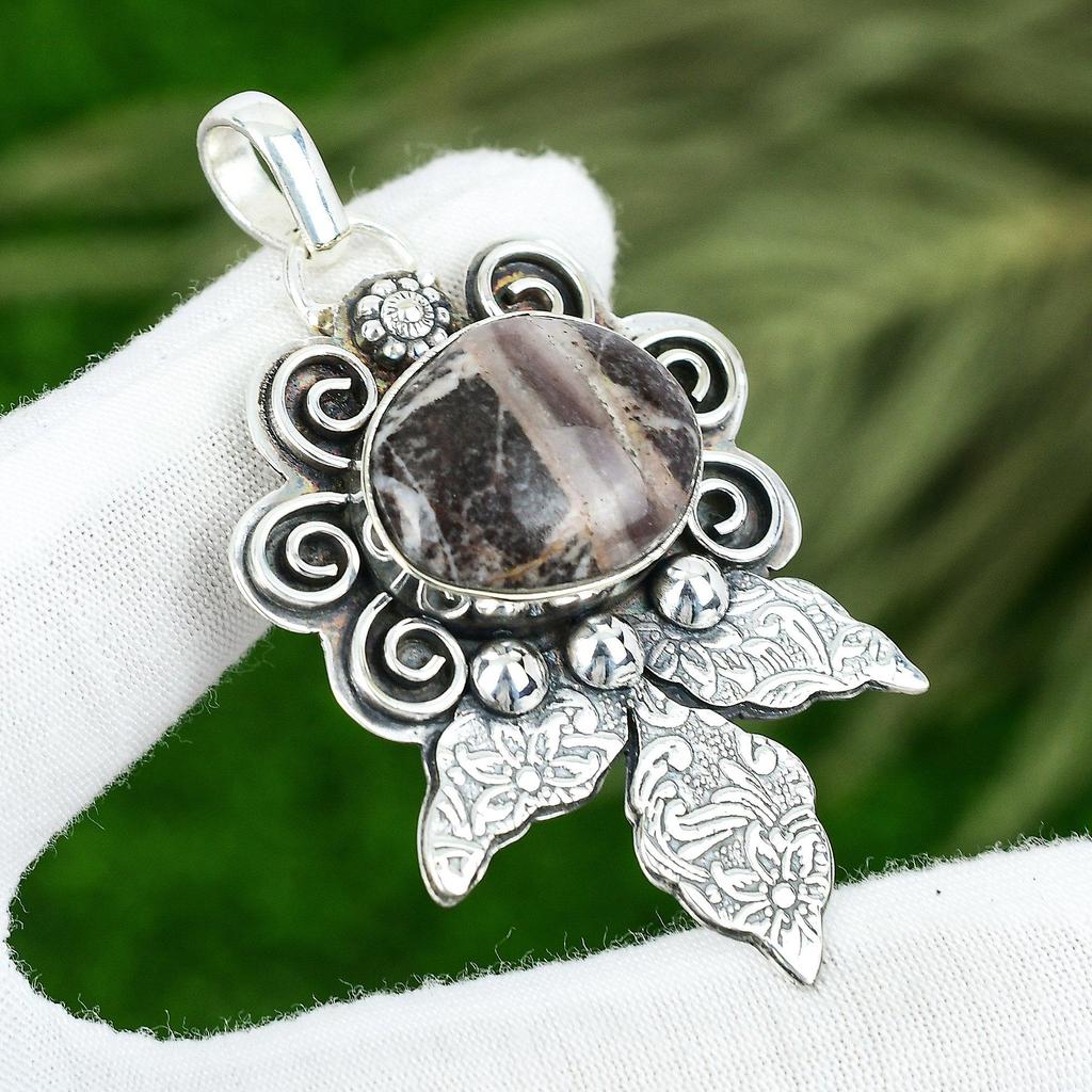 Sisters Day Sale Coconut Jasper Stone 925 Silver Bezel Wedding Pendant Jewelry