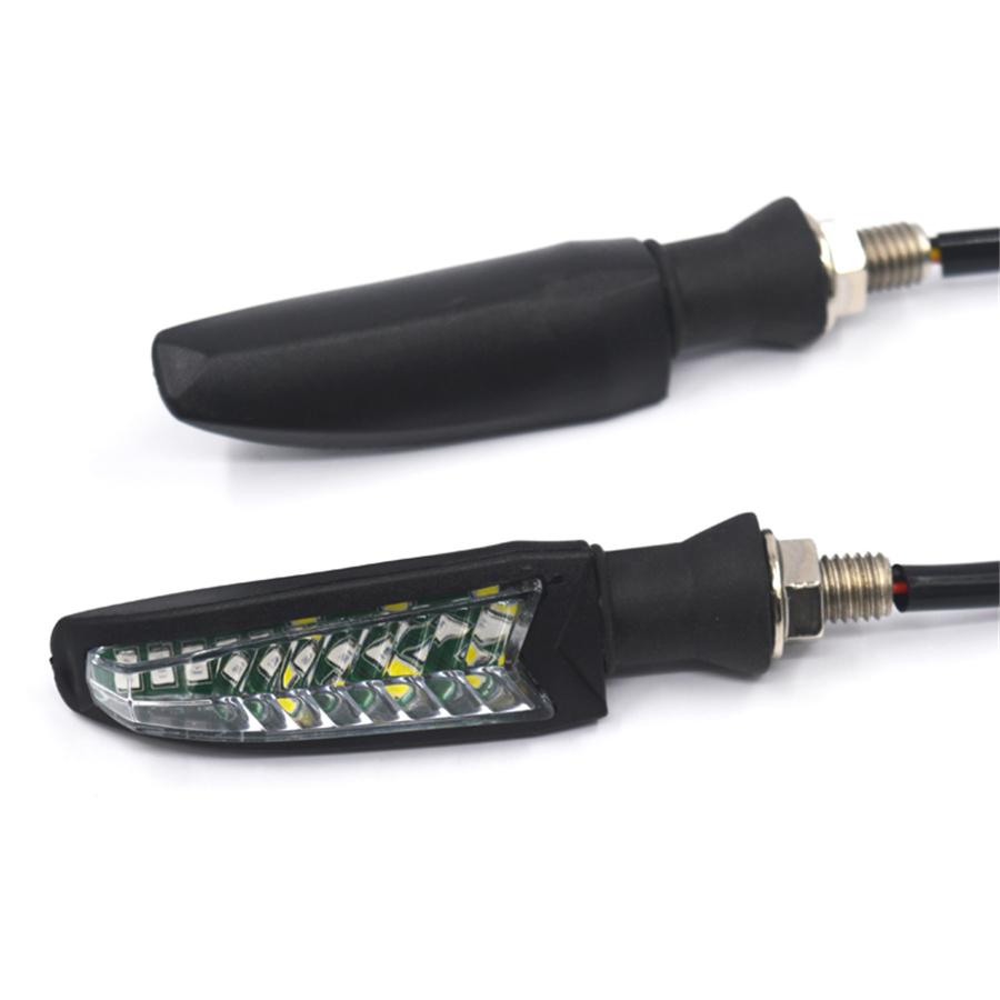 Pair Universal Motorcycle LED Flowing Turn Signal Indicator Light DRL Amber+White