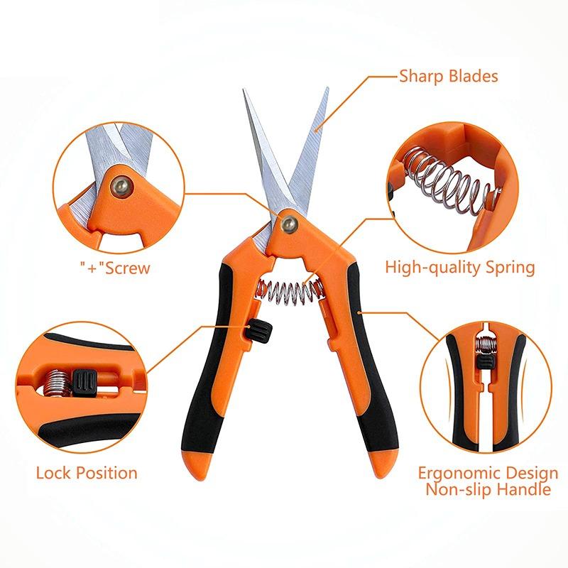 1pcs Gardening Scissors Stainless Steel Garden Branch Pruning for Tree Shears Fruit Picking Scissor Weed Potted Flower Pruners