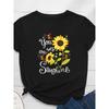 You Are My Sunshine Подсолнух Принт Женская футболка Короткий рукав O-образный вырез Свободная женская футболка Женская футболка Топы Camisetas Mujer