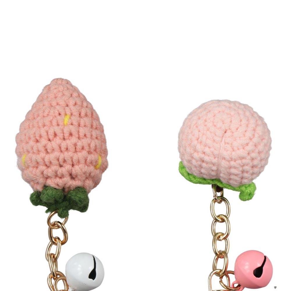 Вязаный крючком брелок для ключей в виде клубники, брелок для ключей в виде фруктов, кулон на сумку