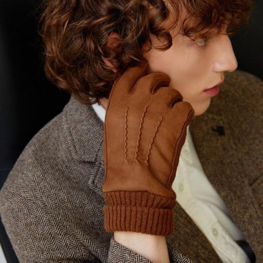 DakS Men S Camel Goat Leather Suede gloveS Dcgv4f170cm