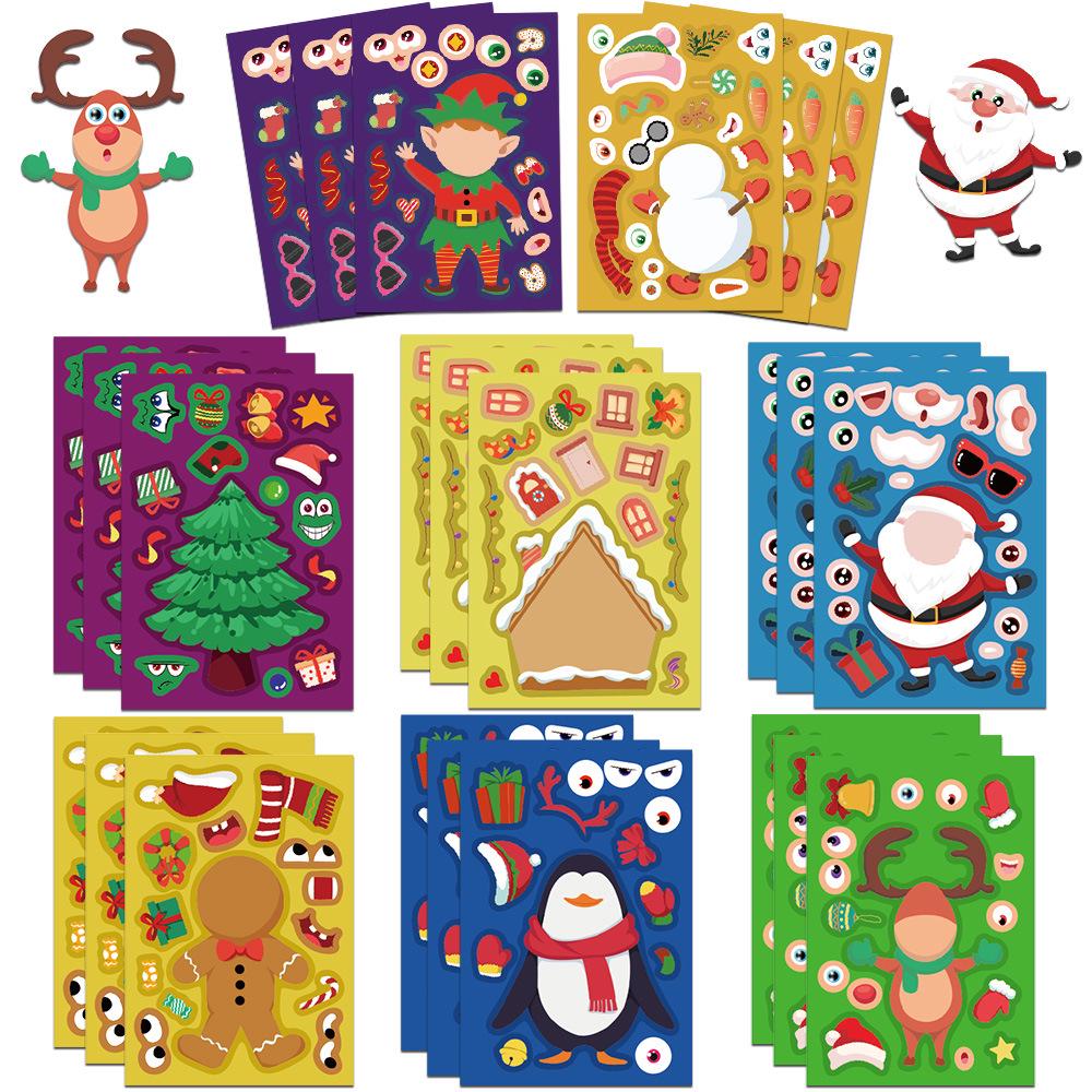 DIY Waterproof Christmas Jigsaw Stickers - Cartoon Santa Claus Face Swap