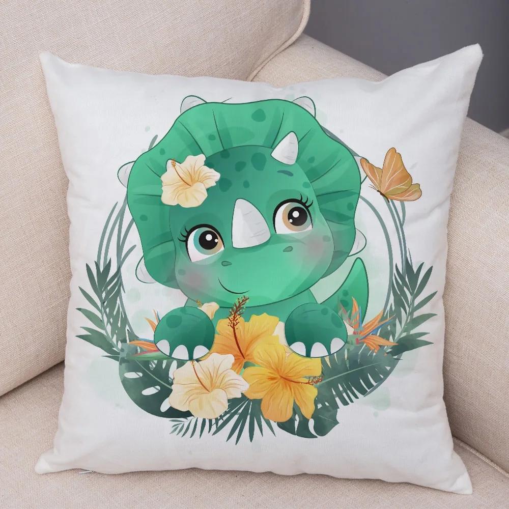 Чехол для подушки с изображением динозавра юрского периода, украшение, симпатичное животное, мягкая наволочка для детской комнаты, дивана, дома, автомобиля