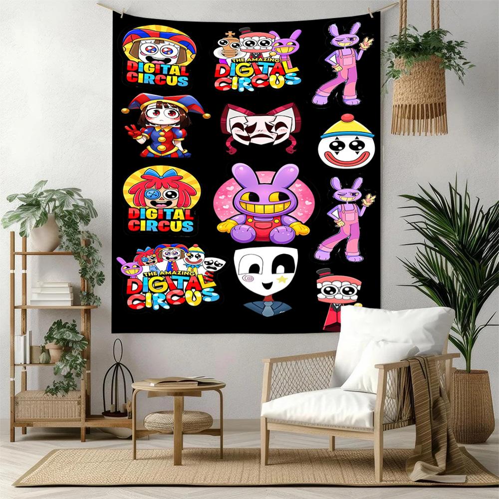 Digital Circus Wall Decor Tapestry Art For Pet Memorial Birthdaywedding Party Backdrop Family Gift