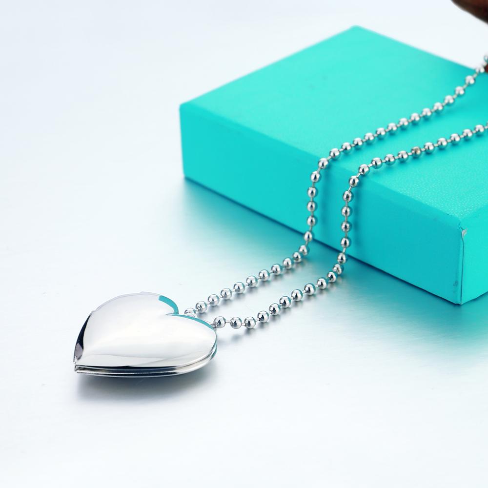 New Women's 925 Sterling Silver Necklace Classic Heart Photo Box Pendant Customizable Photo Anniversary Jewelry Gift Bijoux