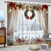 2pcs Christmas Window Printed Curtain for Christmas Home Decor - Rod Pocket Window Treatment for Bedroom, Office, Kitchen