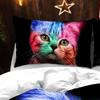 3D Cat Bedding Set For Girls Boys Cute Colorful Cat Pattern Bedspread 3 Piece Bold Color Black Animal Duvet Cover Set