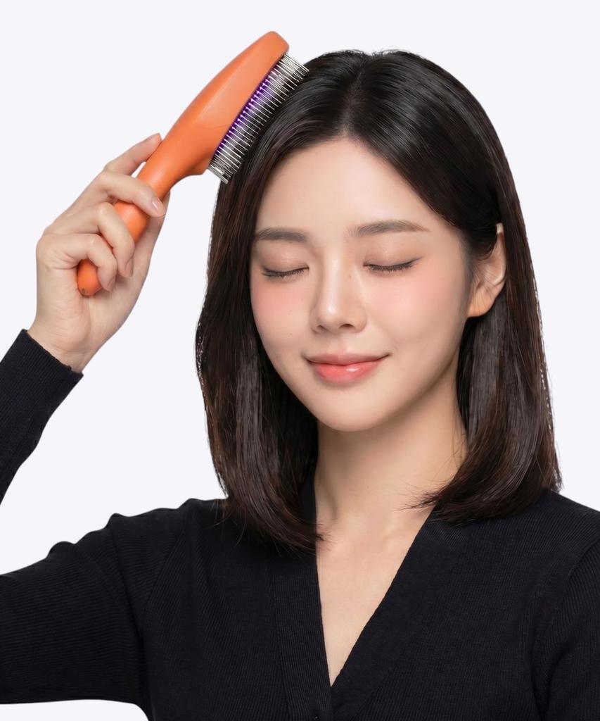 Scalp Massager Care Device Brush EMS Negative Ion Touch Beauty Orange