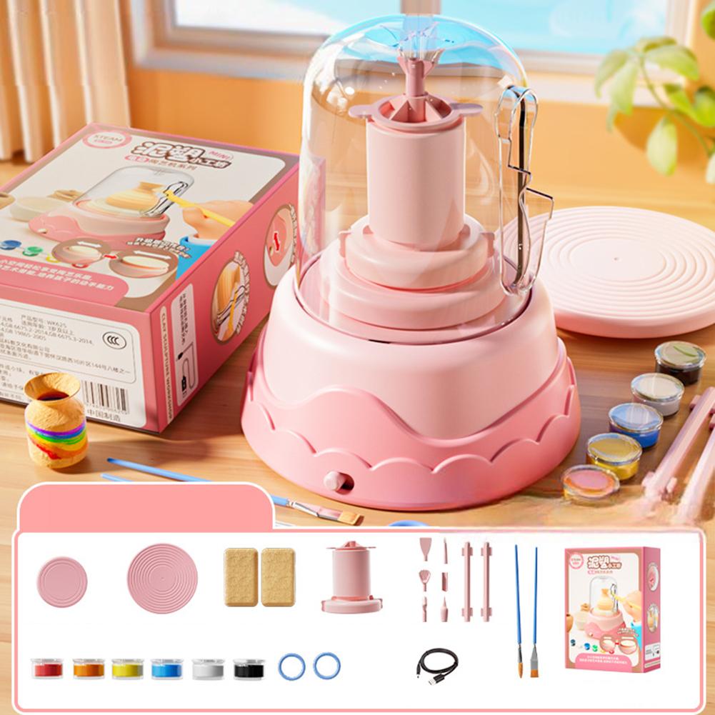 Мини-набор для гончарного дела для детей, набор инструментов для лепки из глины своими руками, электрическая поворотная гончарная машина, подарки на день рождения для девочек и мальчиков