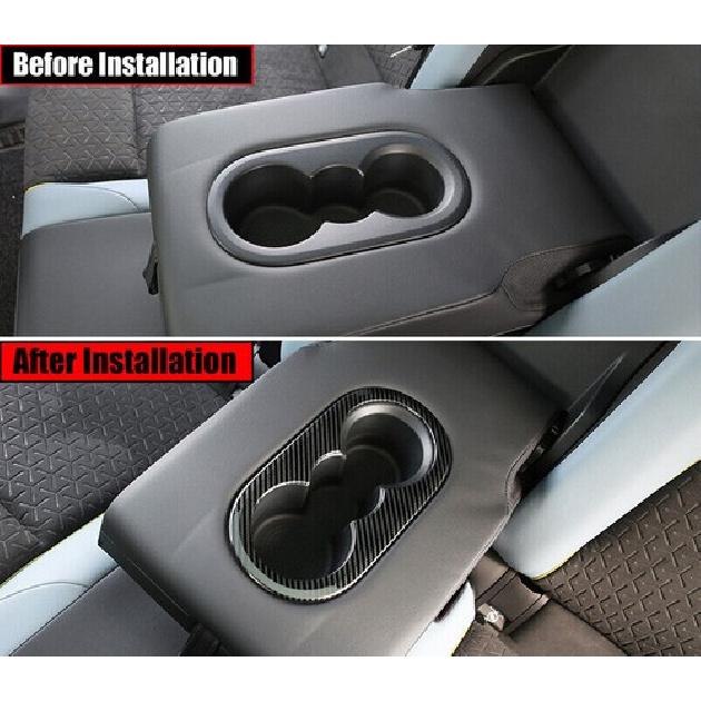 For Volkswagen ID.4 2021 2022 Carbon Fiber Rear Row Water Cup Holder Cover Trim