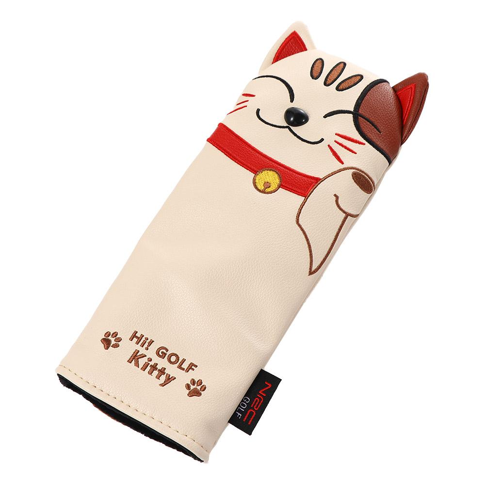 Cute Kitty PU Leather Golf Club Headcovers Lucky Cat Golf Putter Cover Blade Mallet Putter
