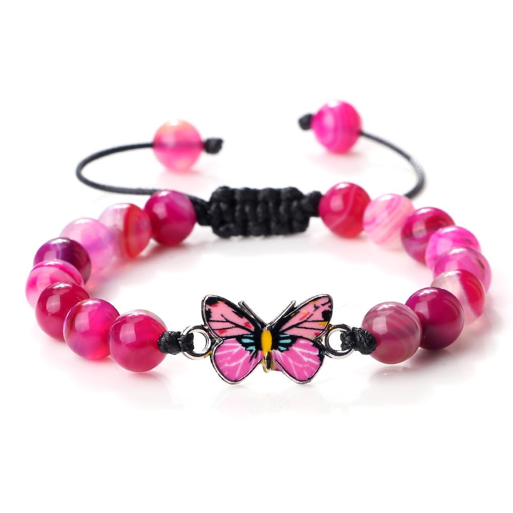 Adjustable Hand-Woven Bracelet with Butterfly Pendant for Women, Men's Gift, In Stock