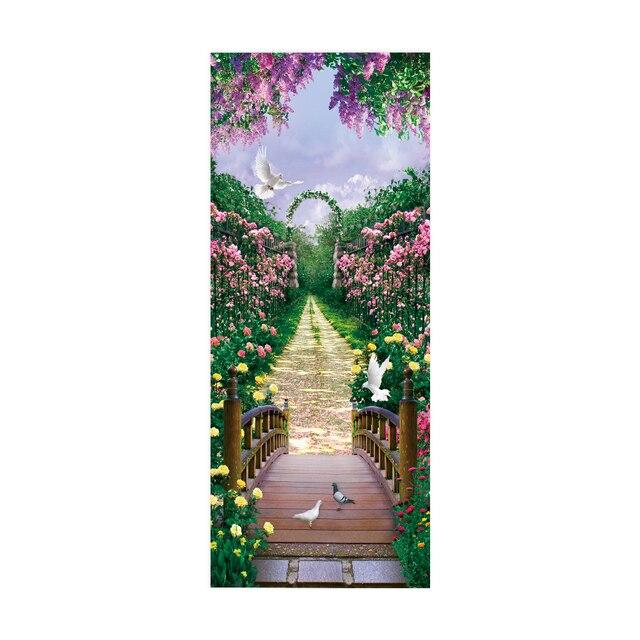 Дверные наклейки визуальное пространство пляжный коридор искусство водонепроницаемые обои гостиная спальня дверные обои ПВХ самоклеящиеся наклейки