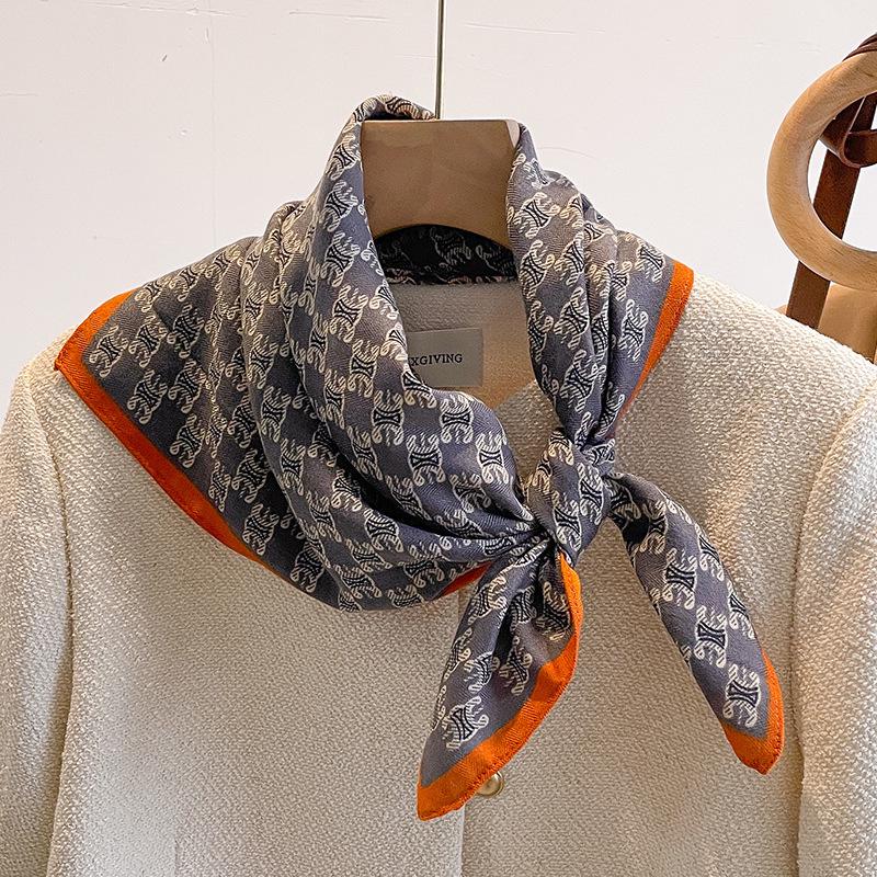 Women's French Red Cotton Silk Blend Scarf – 70CM Neck and Headscarf, Spring/Autumn Fashion Accessory