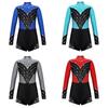 Gymnastics Leotards for Kids Girls Long Sleeve Stand Collar Shiny Diamond Athletic Yoga Dance Leotard Ballet Skating Costume