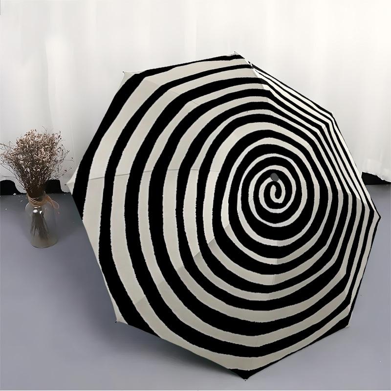 1pc Spiral Pattern Automatic Open/Close Umbrella, Windproof, Folding Compact Umbrella with Lightweight Design for Women/Men102