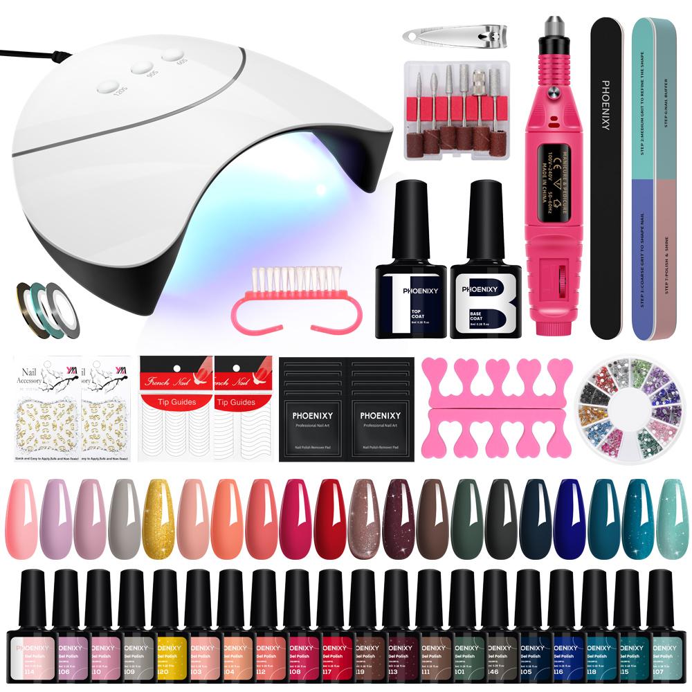 Большой набор с лампой для маникюра гель-лаком PHOENIXY