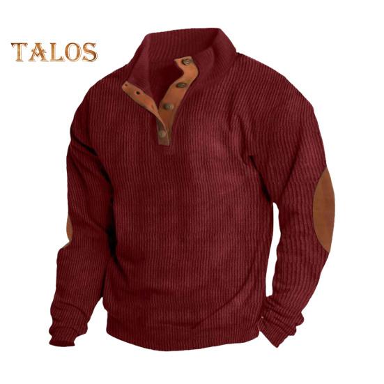 Весна Осень Мужской Топ Цветные Блоки Лоскутная Ретро Стиль Полуоткрытый Воротник-стойка Толстовка Плюс Размер Свободный Длинные Рукава Топ Повседневная Жизнь Офис И Отдых