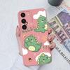 Case For Samsung Galaxy S23+ Ultra S22+ S21 S20 FE Note 10 20 Lite Cute Dinosaur Liquid Silicone Soft TPU Back Cover For Samsung S22 S23 Bumper Funda