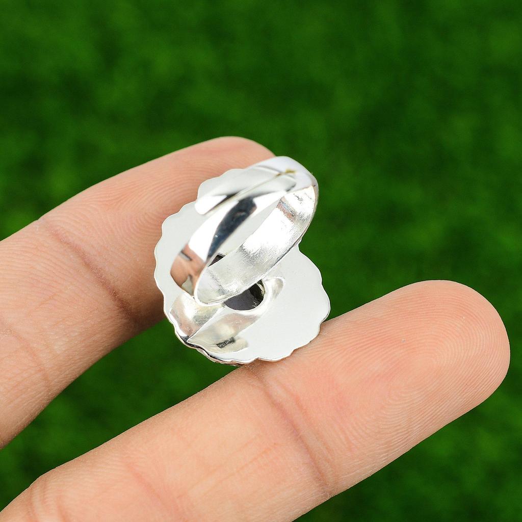 Pear Blue Lace Agate Stone Birthday Flower New Ring Jewelry 925 Sterling Silver