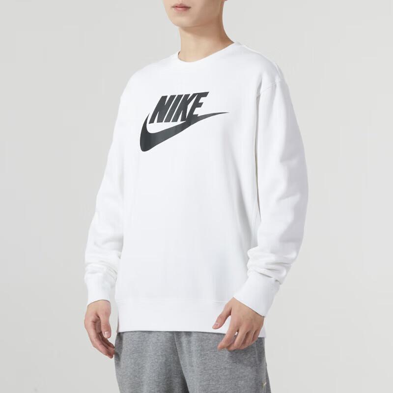 Nike Letter Brand Logo Print Crew Neck Long Sleeve Sweatshirt Men Tops White DQ4913-100